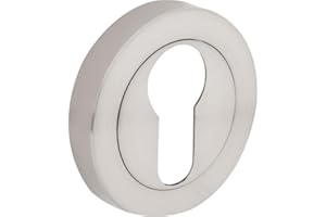 HIATT HARDWARE Designer Levers - Euro Lock Keyhole - Door Escutcheon - Screw-on Rose - Brushed Nickel - 1 Pair - Fixings Included