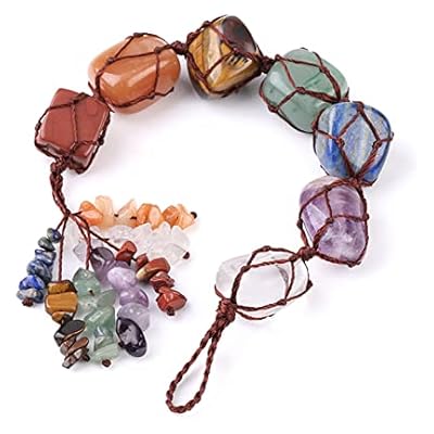 7 Chakras Healing Crystals, Natural Gemstones Spiritual Gifts For Women Polished Tumbled Stones Positive Energy Spiritual Meditation Hanging Ornament/window Ornament/feng Shui (healing Crystals-01)