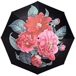 Y-S Parapluies Pliants Parasol Haut de Gamme Créatif Fleur de Thé Petit Parapluie Frais Double Anti-UV à Trois Plis Et sous la Pluie (Imprimé de Parapluie Extérieur)