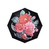 Y-S Parapluies Pliants Parasol Haut de Gamme Créatif Fleur de Thé Petit Parapluie Frais Double Anti-UV à Trois Plis Et sous la Pluie (Imprimé de Parapluie Extérieur)