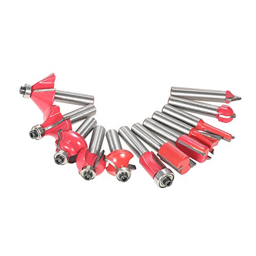 KKmoon Set de 12 Fresas para Madera, 8 mm, Color Rojo