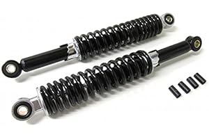 STREETPARTS24 280mm Verstellbares Stoßdämpfer Set in Schwarz, 5-fach einstellbares Federbein passend für Honda Dax, Monkey, Zündapp, Puch, Hercules, KTM, Simson – Universal Stoßdämpfer inkl. 8mm Reduzierhülsen