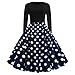 Produktbild Zolimx Damen Vintage Langarm O-Ausschnitt-Abendkleid Punktdruck- Evening Dot Printing Party Prom Swing Kleid