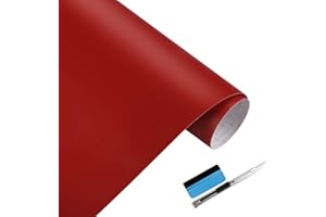 NewL Película autoadhesiva de Vinilo Rojo Mate para liberación de Aire, clasificación al Aire Libre para Uso automotriz, Contiene Herramientas de instalación (30 cm x 150 cm)