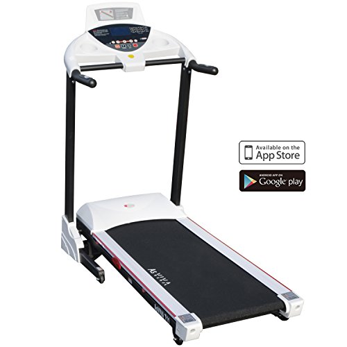 AsVIVA T11 Laufband App-Bluetooth kompatibel (ein Heimtrainer Fitnessgerät mit Multifunktionscomputer und LCD Anzeige, Soundsystem, Pulsmessung Tablet und Smartphone Halterung - klappbar Lauftrainer)