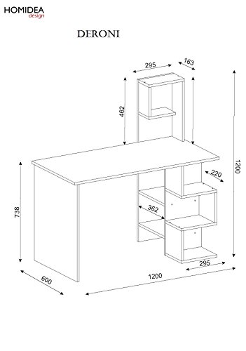 DERONI Bureau - White / Walnut - Computer Workstation - Home Office Desk - Writing Table with shelf unit in modern Design