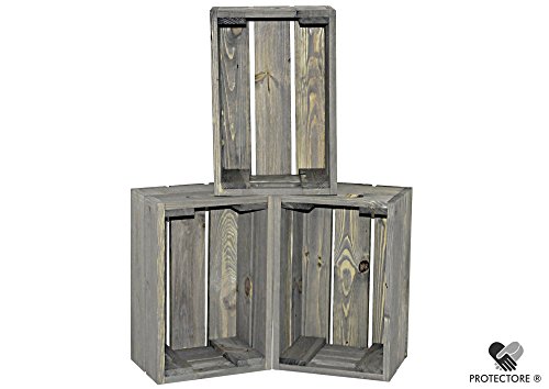 Kleine Holzkiste - Stiege - Steige - " Mini " - hellgrau - 3er Sparset / 5er Sparset - Geschenkverpackung - Geschenkidee - Präsentkorb - leer (3er Spar Set)