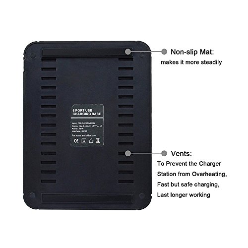 Ladestation, AOLOX 6-Port USB Desktop Ladegerät Organizer für USB-Charged Gerät - 6