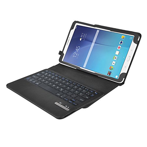 Galaxy Tab E 9.6 Bluetooth Tastatur [QWERTZ Tastatur]- IVSO mit Standfunction , Abnehmbare Wireless Bluetooth Tastatur Schutzhülle NUR geeignet für Samsung Galaxy Tab E T560N 24,3 cm (9,6 Zoll) Tablet-PC, Schwarz - 5