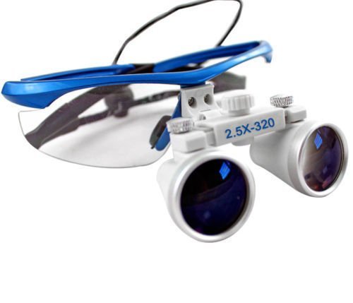 2.5 X 320mm Dental Surgical Binocular Loupes Glass Dentist loupe Blue