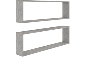 ‎VIDAXL vidaXL 2X Würfelregal Wandregal Hängeregal Cube Lounge CD Regal Dekoregal Bücherregal Schweberegal Wandboard Regalwürfel Betongrau 100x15x30cm Holzwerkstoff