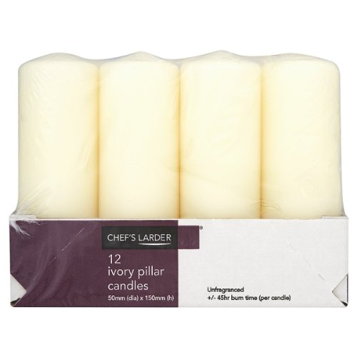 Preisvergleich Produktbild Chef der Speisekammer 4x12 Ivory Stumpenkerzen 50mmx150mm