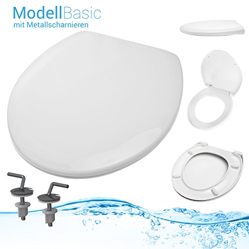 WC Sitz Toilettendeckel "Basic", weiß, stabile Metallscharniere, Kunststoff Marke: Panorama24 Europe