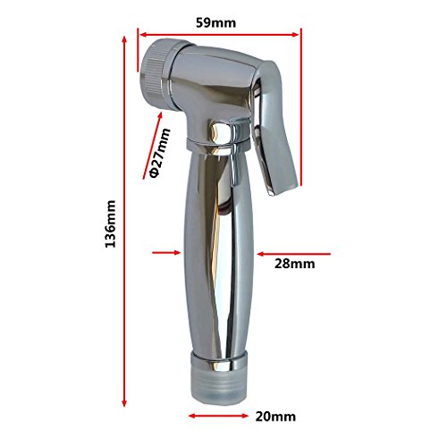 PHOEWON Toilette Bad Bidet Set Chrom Messing Duschkopf / Bidet Handbrause mit 1.2M Lange Bidet Schlauch und Klammer Halter, Shattaf Bidet Douche Spray Set - 5