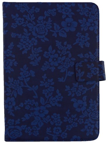 Emartbuy® Blau Eingabestift + Universalbereich Vintage Floral Blau Multi Winkel Folio Executive Case Cover Wallet Hülle Schutzhülle mit Kartensteckplätze Geeignet für Asus Transformer Pad TF303CL 10.1 Zoll - 3