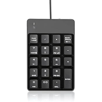 USB Numeric Keypad, Jelly Comb 19 Key Wired Mini Number Keyboard for Laptop Desktop Computer PC - Black