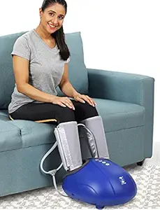 JSB HF95 Calf and Foot Massager Machine with Heat, 3D Shiatsu Roller Massage, Air Compression Massage with Calf Sleeves Delivers Relief for Tired Muscles and Plantar Fasciitis (Blue)