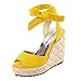 Produktbild SHE.White Damen Sandalen Keilabsatz Espadrilles Mit Schnürung Wedges Schuhe Mit Absatz Sandaletten Strand Peep Toe Riemchensandalen Sommer
