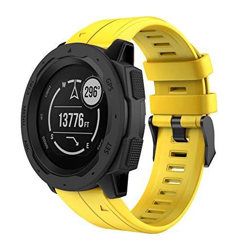 Preisvergleich Produktbild Skryo Schnellverschluss Easy Fit Silikon Ersatzarmband für Garmin Instinct (Gelb)
