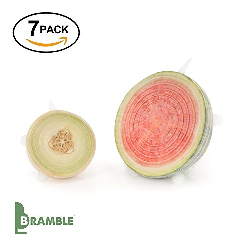 Silikon Stretch Deckel, wiederverwendbar, flexibel und um Lebensmittel frisch zu halten , geeignet für Spülmaschine, Mikrowelle und Gefrierschrank 7 teiliges Set - 6