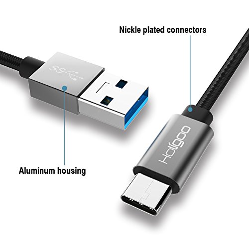 Holigoo USB Typ C Kabel, 2M Nylon umgeflochtenes USB 3.0 Schnelle Aufladung USB C Cable Ladekabel und Datenkabel USB C auf USB 3.0 für MacBook Pro , samsung galaxy s8 , Huawei Mate 10 P9 P10, One Plus 2/3, Nokia N1, Google ChromeBook Pixel, Nexus 6P/5X (6.6ft Grau) - 4