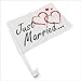 Produktbild Relaxdays Autofahne Autoflagge Hochzeitsschmuck fürs Auto Just Married - schwarze Schrift rote Herzen - 30x46cm