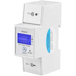 Compteur d'Énergie Monophasé 5-80A 230V 50Hz Compteur d'Énergie Monophasé de Rétroéclairage LCD, Compteur KWh Montage sur Rail DIN DDS015, Mètre Watt KWh(230V 5-80A 50Hz)
