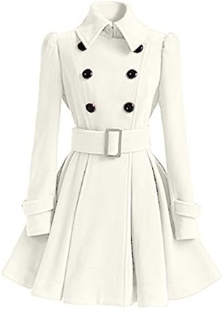 Sepbear Womens Vintage 1950s Retro Swing Trench Coat Jacket Belted Winter Double Breasted Flary Coat