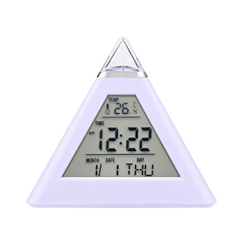 HAMSWAN Digitaler Wecker mit 7 farbwechselnden LEDs Zeigen Zeit Datum Temperatur (3xAAA Batterien für Stromversorgungen aber nicht im Lieferumfang) - 7