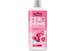 GymQueen Zero Drink Framboise 1000ml, Concentré de boissons 1:80, enrichi en vitamines B pour ton métabolisme et en L-carnitine, sirop de boissons à faible teneur en calories