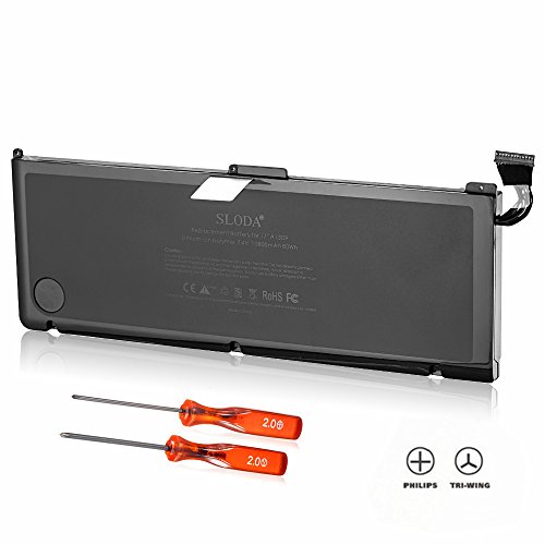 SLODA Laptop ErsatzAkku für Apple A1309 A1297 Unibody MacBook Pro 17″ Batterie (Anfang 2009 Mitte 2009 Mid 2010 Version) Montage MC226 * / A MC226CH / A MC226J / A MC226LL / A MC226TA / A MC226ZP / A [Li- Polymer 7.4 V 10800mAh] - 4