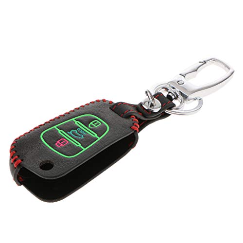 Authentic Leather key Fob Protection Bag for HYUNDAI 12 ELANTRA,12 ix35,13 Santana,14 VELOSTER,10 AZERA Key fob Cover Case Holder only 3 Buttons