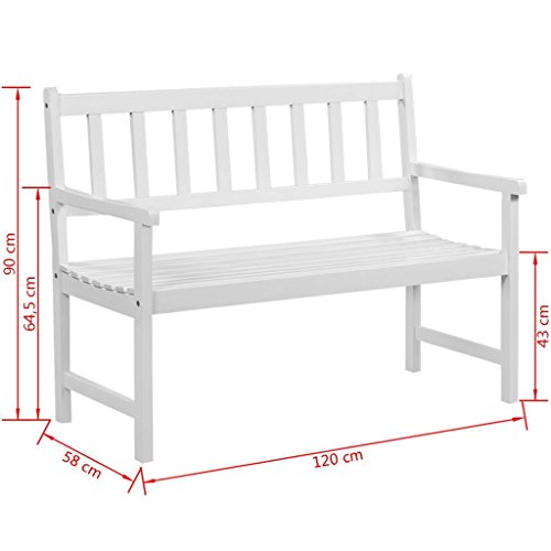 Festnight Gartenbank Sitzbank Parkbank Massives Akazienholz 120 x 58 x 90 cm Weiß - 5