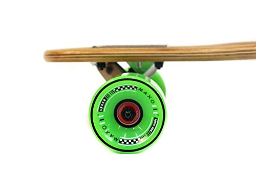 MAXOfit® Deluxe tabla larga - longboard GeoLines Bambus/Ahorn No.40, Drop Through, 107 cm, 7 capas, ABEC11