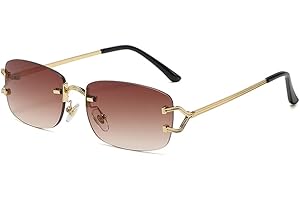 kachawoo Petites lunettes de soleil carrées sans monture pour femmes en métal sans monture lunettes de soleil rétro de marque de luxe lunettes de conception lunettes à lentille étroite