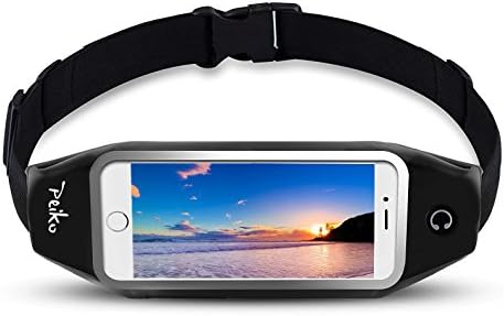 Peiko Running Belt Waist Pack, Outdoor Waterproof Reflective Belt Waist Bag for iPhone 7, 7 Plus, 6S, 6S Plus, 6, 6 Plus With Transparent Touch Screen Window,4.7 Inches,Black