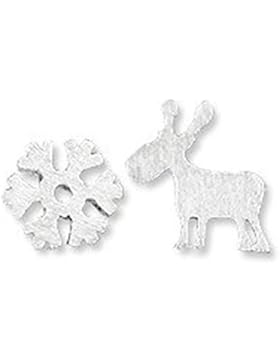 findout Damen Sterling-Silber-Schneeflocke Weihnachten Hirsch Ohrringe, für Frauen, Mädchen, (f1564)