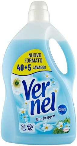 Vernel Blu Oxygen Ammorbidente Lavatrice Diluito Profumato, Freschezza e Morbidezza, confezione singola da 45 Lavaggi