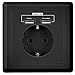 Produktbild SHOOT USB Schuko Steckdose mit 2 x USB 230V 220V SCHWARZ, Laden aller mobilen Geräte Ipod Iphone Ipad Smartphone MP3 Passent in standart Unterputzdose unterputz