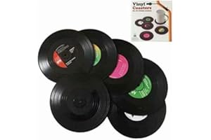 LUWU-STORE Juego de 6 posavasos, diseño de discos de vinilo, para tazas de té, bebidas, etc.