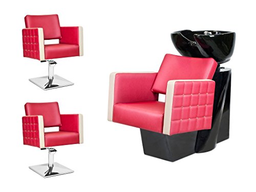 3 x Styling Chair + 1 Wash unit GLAM Barber set, Backwash MULTICOLORED (2+1) (3+2)