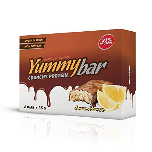 Bodyraise YummyBar Crunchy Protein Bar 6x35g - Suplemento con Sabor a Plátano Lleno de Proteínas - Bajo en Calorías y Grasa - Ayuda a Perder Peso - 6 Dosis