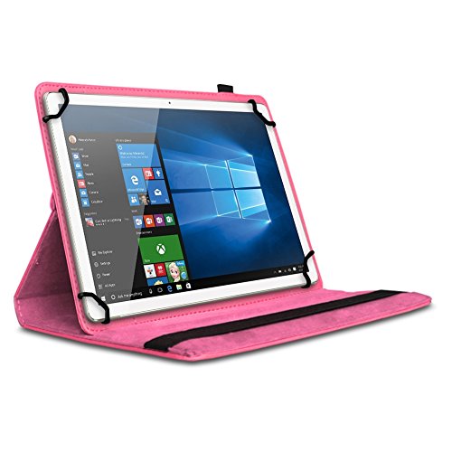 NAUC Tasche für Vodafone Smart Tab 4 / 4G Hülle Tablet Schutzhülle Farbauswahl Kunstleder Cover Case Schutztasche Stand 360° Drehbar Etui Zubehör , Farben:Pink - 2
