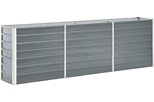 ‎VIDAXL vidaXL Garten Hochbeet Gemüsebeet Pflanzbeet Gartenbeet Frühbeet Pflanzkasten Blumenkasten Blumenbeet Verzinkter Stahl 240x40x77cm Grau