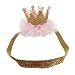 Ouneed Cute Hairband Baby Hair Band Elastic Flower Crown Headwear (Gold)