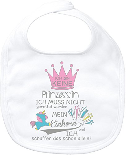 EZYshirt® Ich bin keine Prinzessin. Ich muss nicht gerettet werden. Mein Einhorn und ich schaffen das schon allein Baby Lätzchen Halstuch