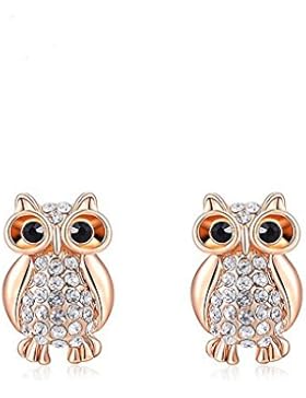 Swallowuk Kristall Modeschmuck, Damen Rose Gold Eule Ohrstecker (gold)