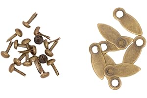Craftelier - Twist Brads and Buttons to Create Fasteners for Scrapbooking and Craft Projects | Includes 50 Brads and 50 Buttons | Size 17 x 7 mm (0.67" x 0.28") - Vintage Bronze Colour