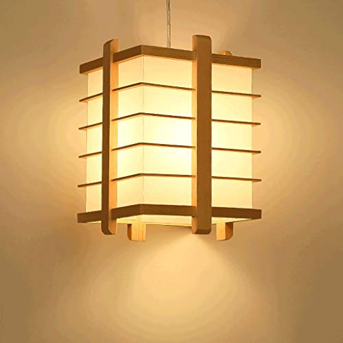 Preisvergleich Produktbild WHKFD Massivholz-Leuchter im japanischen Stil, einfache und kreative Energiesparlampe, Nachahmung-Pergament-Bildschirm aus PVC, E27 (Form: B),B