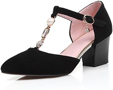 HAOHE Women's Sandals Spring Summer Fall Leather Embossed Pointed Pearl Wedding Office &amp; Career Dress Casual Party &amp; Evening Chunky Heel Buckle